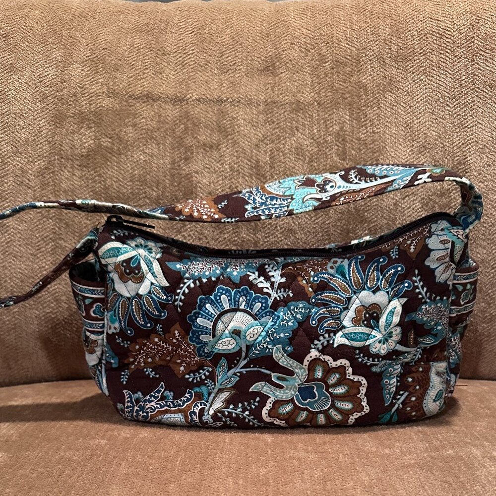Vera Bradley Java Blue Maggie Shoulder Bag Purse Brown Paisley Retired Y2K